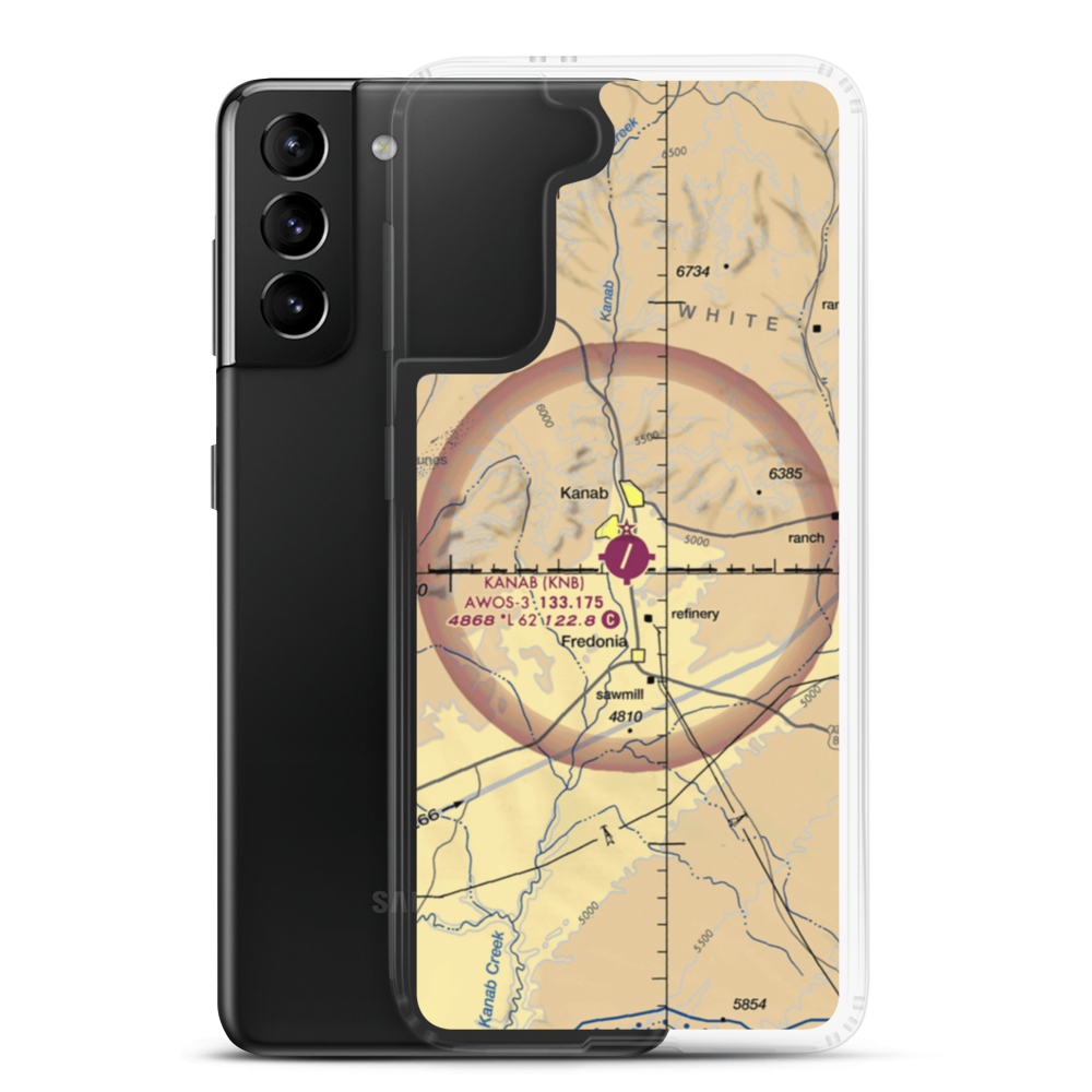 Kanab Municipal Airport (KNB) VFR Sectional Samsung Case Samsung Galaxy S21 Plus model shown