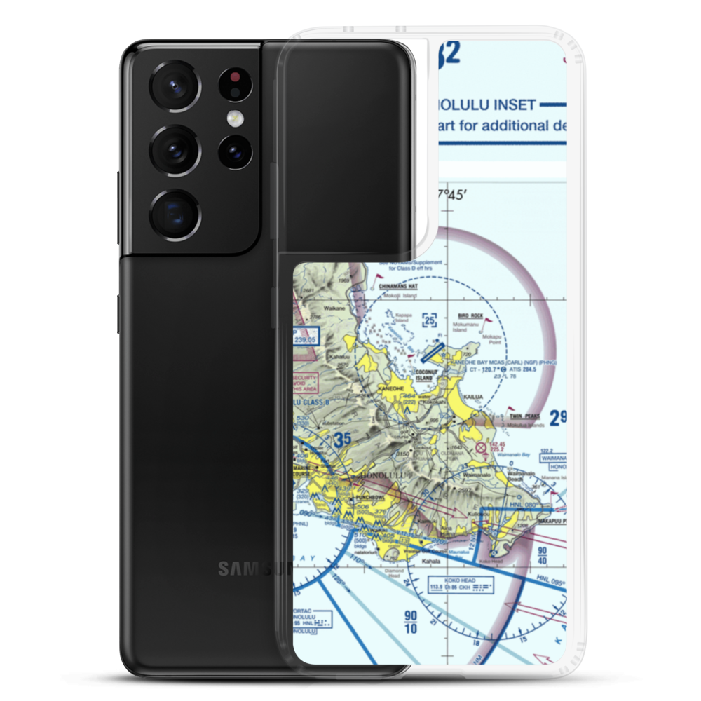 Kaneohe Bay MCAS (Marion E. Carl Field) Airport (NGF) VFR Sectional Samsung Case Samsung Galaxy S21 Ultra model shown