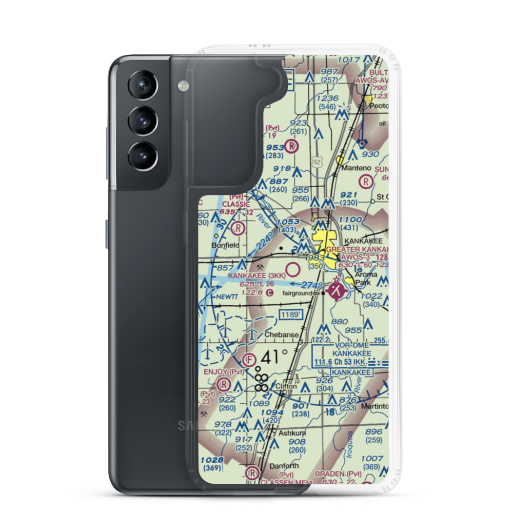 Kankakee Airport (3KK) VFR Sectional Samsung Case Samsung Galaxy S21 model shown