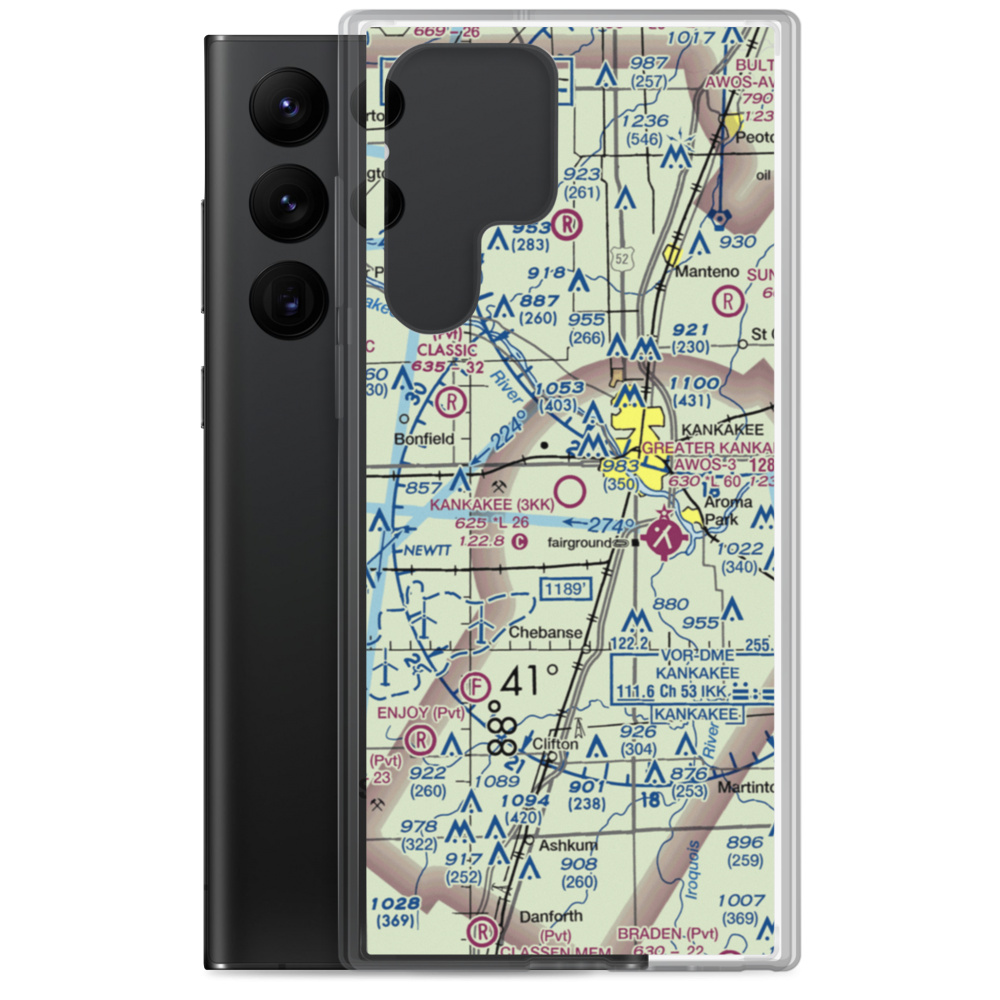 Kankakee Airport (3KK) VFR Sectional Samsung Case Samsung Galaxy S22 Ultra model shown
