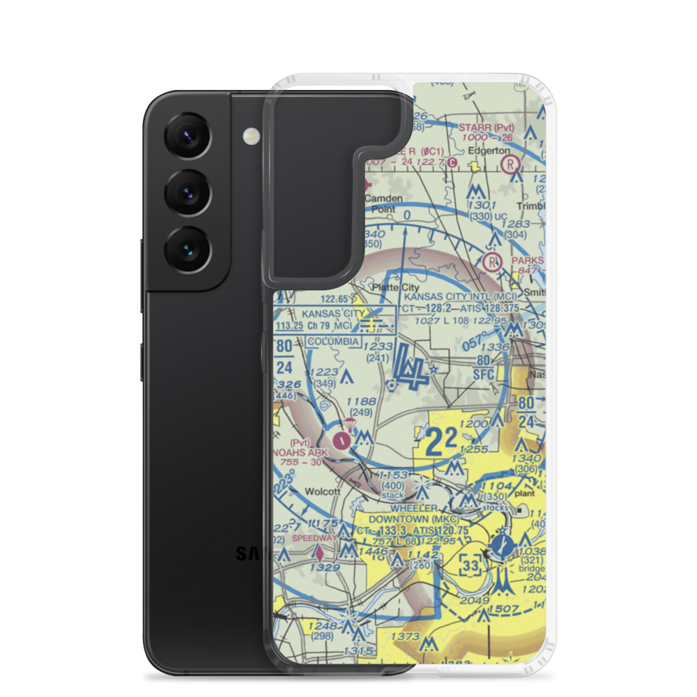 Kansas City International Airport (MCI) VFR Sectional Samsung Case Samsung Galaxy S22 model shown