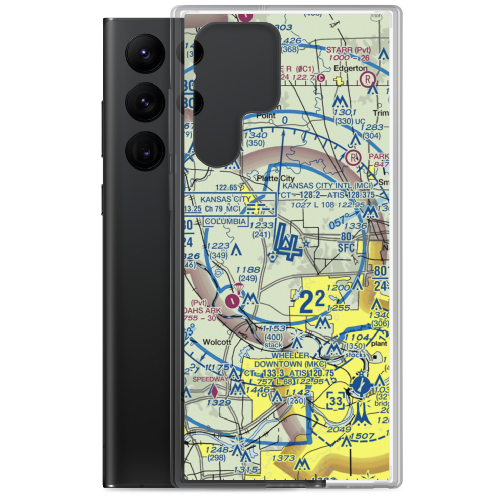 Kansas City International Airport (MCI) VFR Sectional Samsung Case Samsung Galaxy S22 Ultra model shown