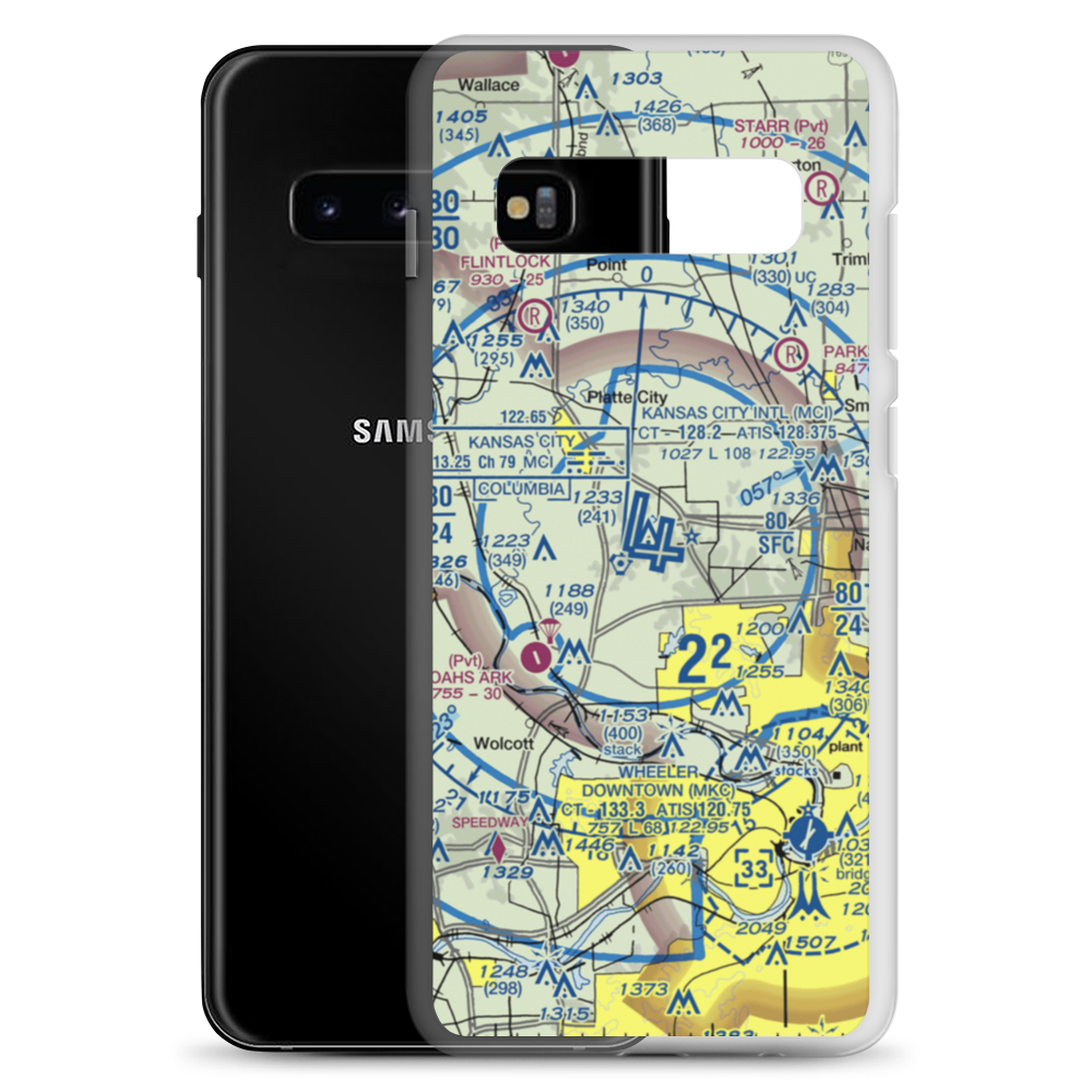 Kansas City International Airport (MCI) VFR Sectional Samsung Case Samsung Galaxy S10+ model shown
