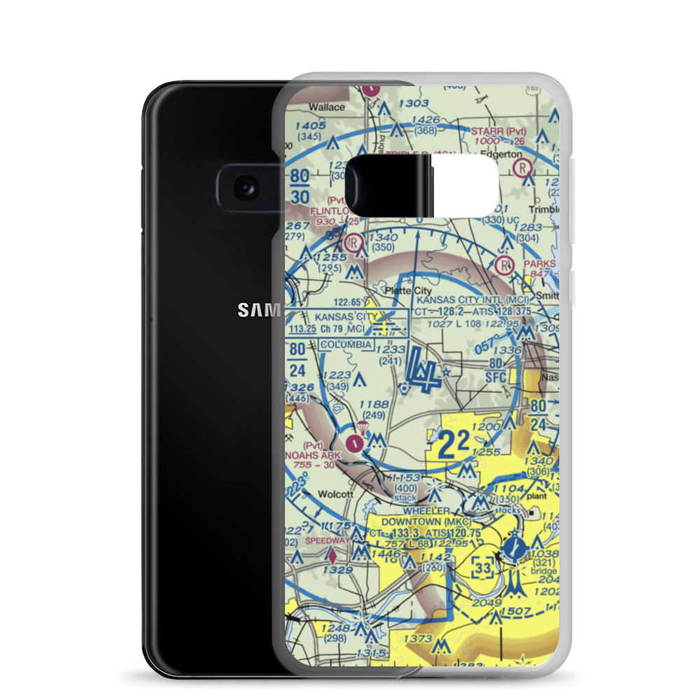 Kansas City International Airport (MCI) VFR Sectional Samsung Case Samsung Galaxy S10e model shown
