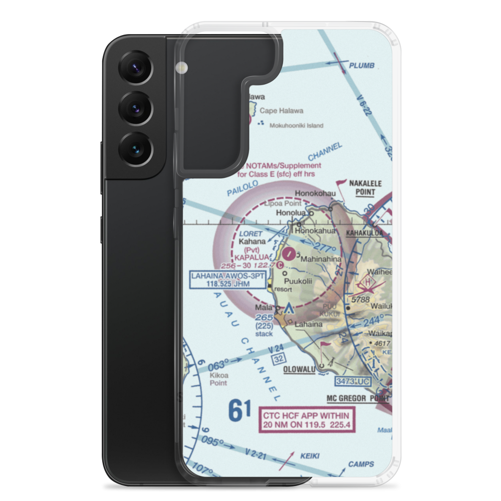 Kapalua Airport (JHM) VFR Sectional Samsung Case Samsung Galaxy S22 Plus model shown