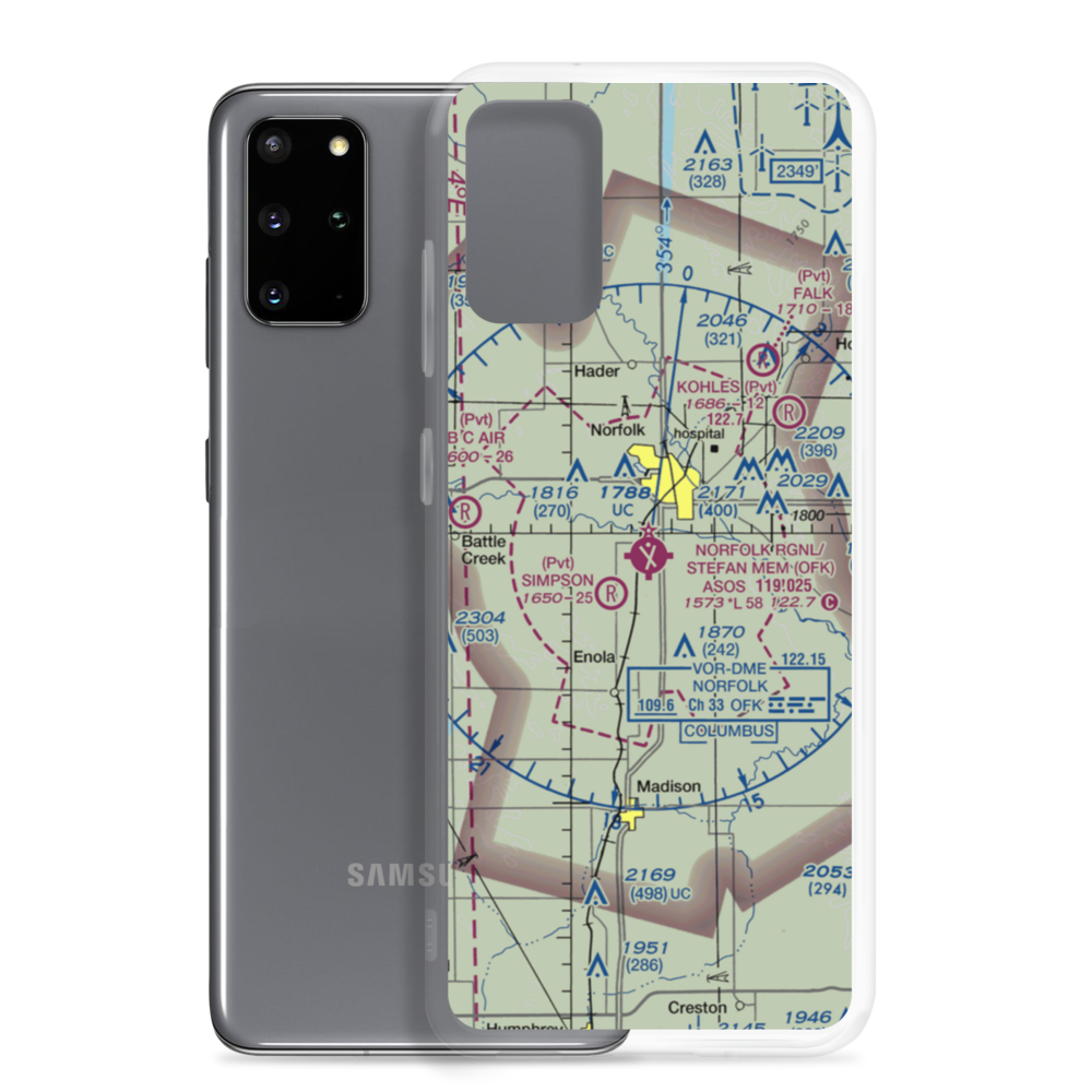 Karl Stefan Memorial Airport (OFK) VFR Sectional Samsung Case Samsung Galaxy S20 Plus model shown