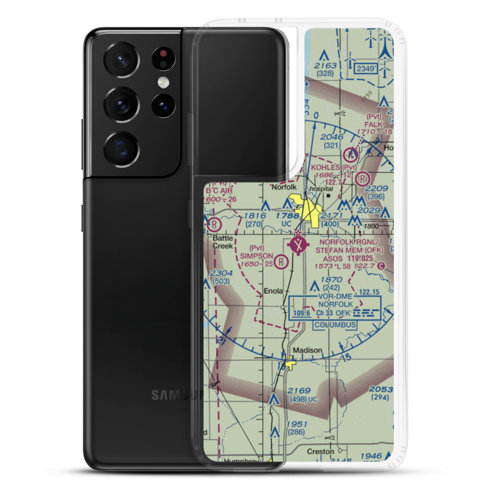 Karl Stefan Memorial Airport (OFK) VFR Sectional Samsung Case Samsung Galaxy S21 Ultra model shown