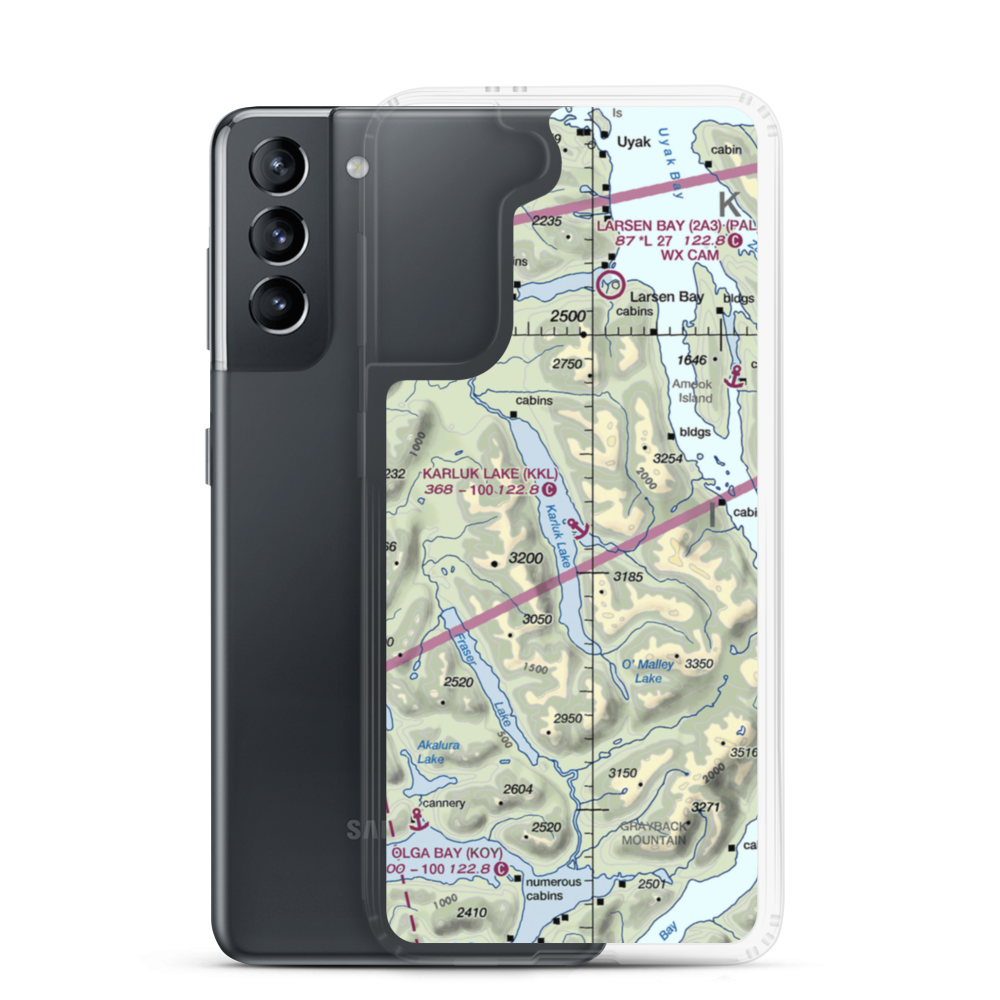 Karluk Lake Seaplane Base (KKL) VFR Sectional Samsung Case Samsung Galaxy S21 model shown