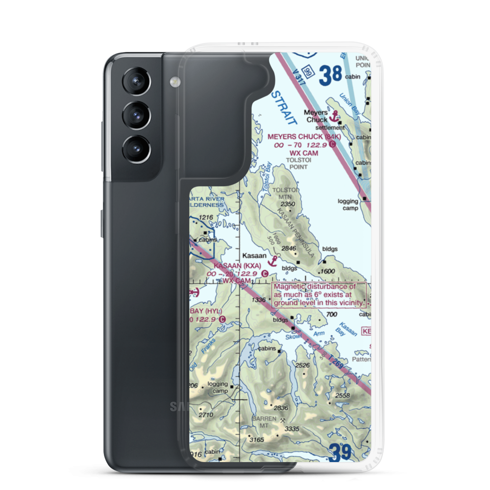 Kasaan Seaplane Base (KXA) VFR Sectional Samsung Case Samsung Galaxy S21 model shown