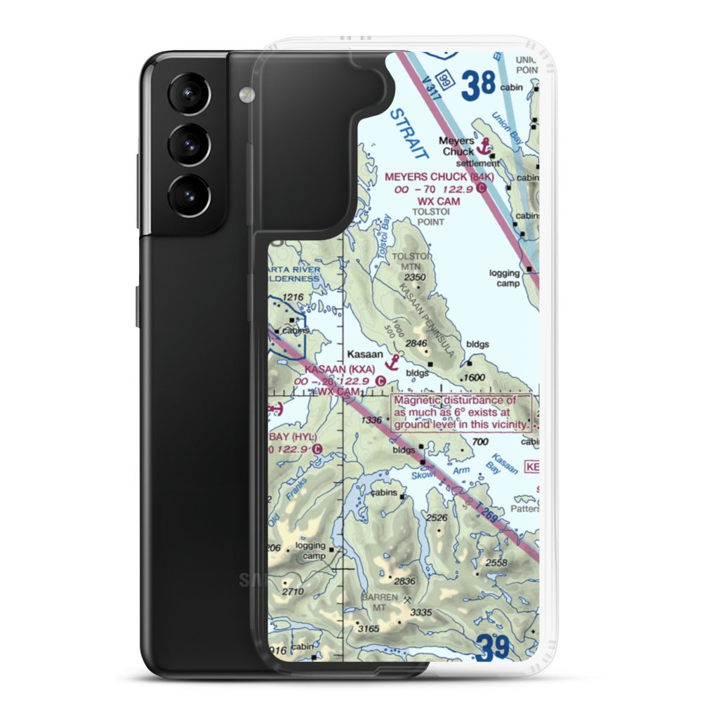 Kasaan Seaplane Base (KXA) VFR Sectional Samsung Case Samsung Galaxy S21 Plus model shown