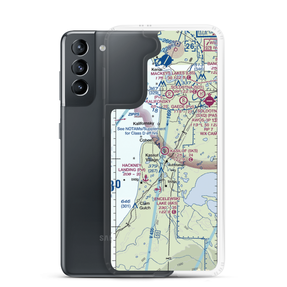 Kasilof Airport (5KS) VFR Sectional Samsung Case Samsung Galaxy S21 model shown
