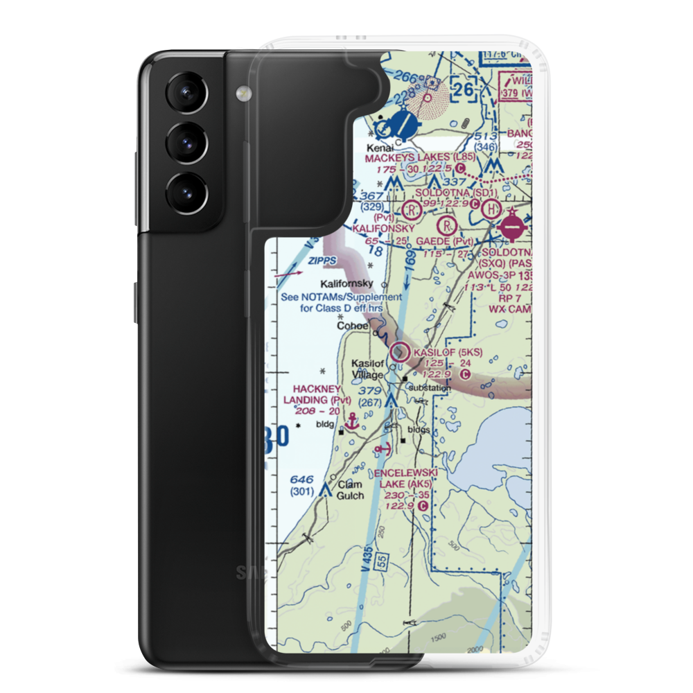 Kasilof Airport (5KS) VFR Sectional Samsung Case Samsung Galaxy S21 Plus model shown