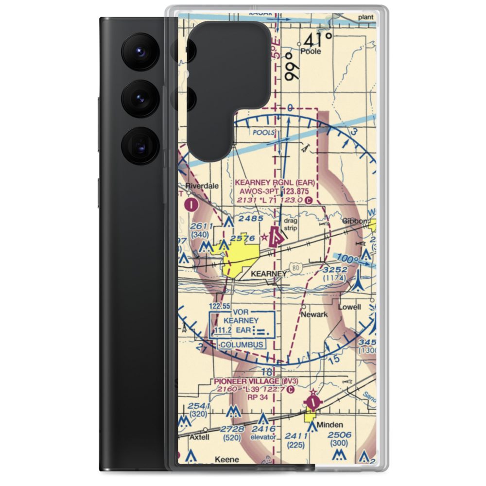 Kearney Regional Airport (EAR) VFR Sectional Samsung Case Samsung Galaxy S22 Ultra model shown