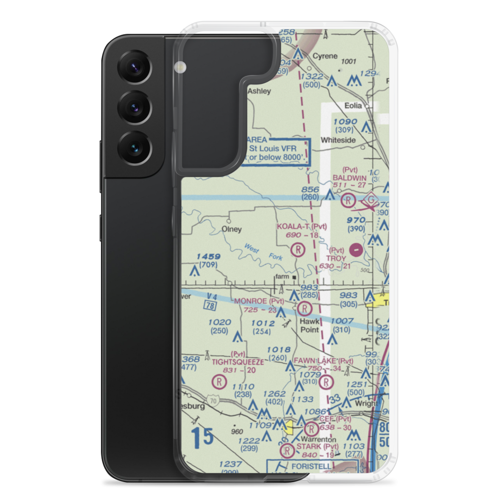 Keeven Air Ranch Airport (MO93) VFR Sectional Samsung Case Samsung Galaxy S22 Plus model shown