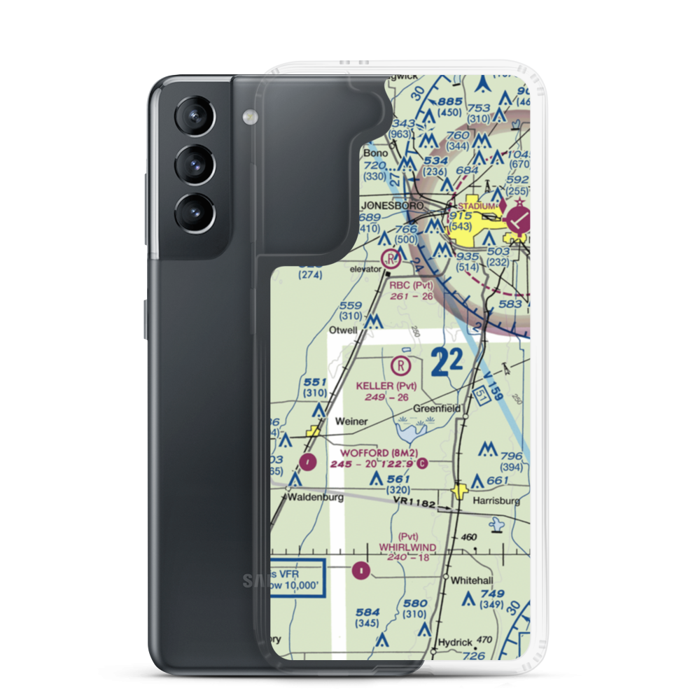 Keller Airfield (5AR7) VFR Sectional Samsung Case Samsung Galaxy S21 model shown