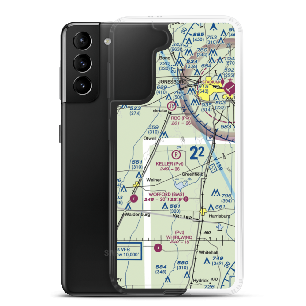 Keller Airfield (5AR7) VFR Sectional Samsung Case Samsung Galaxy S21 Plus model shown