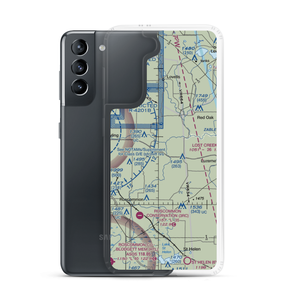 Kelleys Airport (0MI3) VFR Sectional Samsung Case Samsung Galaxy S21 model shown