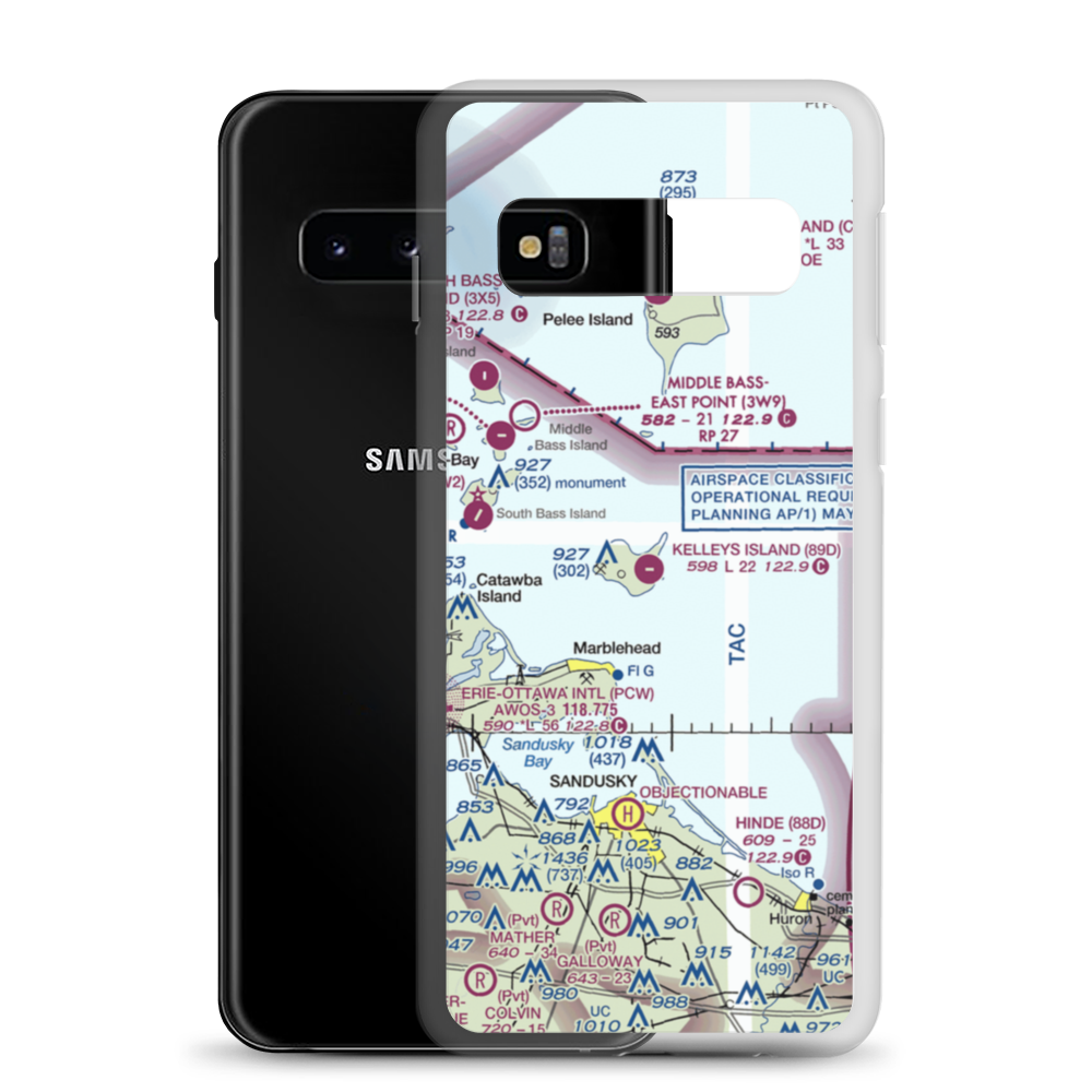 Kelleys Island Land Field (89D) VFR Sectional Samsung Case Samsung Galaxy S10 model shown