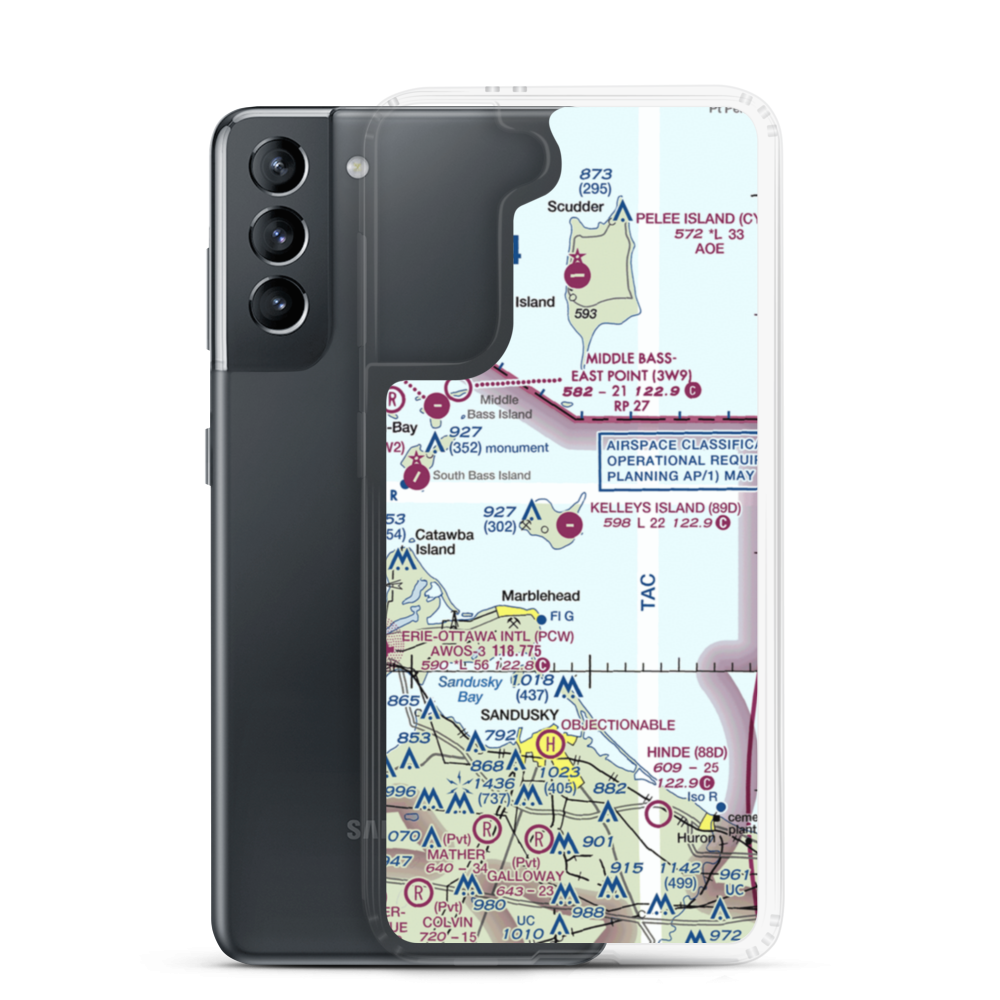 Kelleys Island Land Field (89D) VFR Sectional Samsung Case Samsung Galaxy S21 model shown