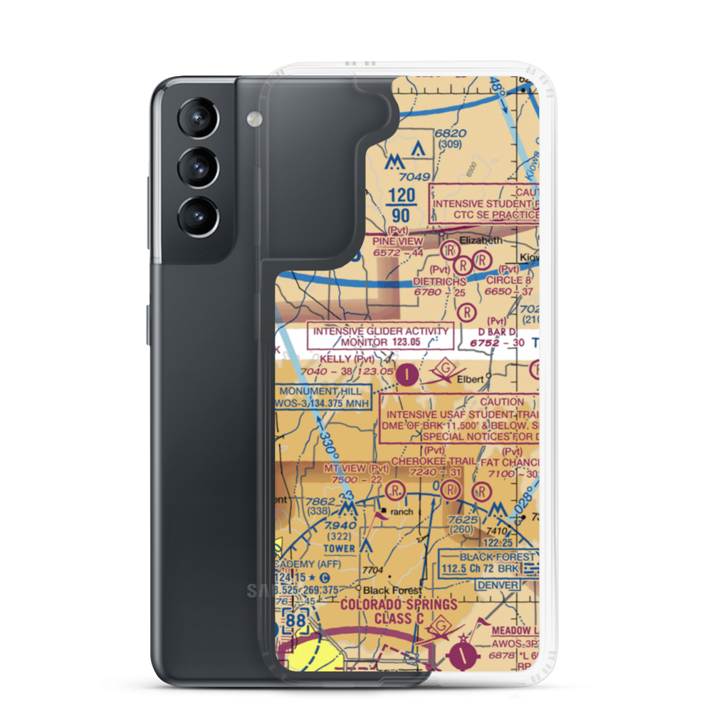 Kelly Air Park (CO15) VFR Sectional Samsung Case Samsung Galaxy S21 model shown