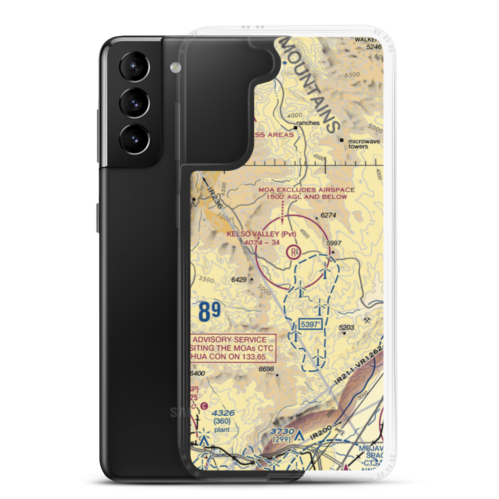 Kelso Valley Airport (CN37) VFR Sectional Samsung Case Samsung Galaxy S21 Plus model shown