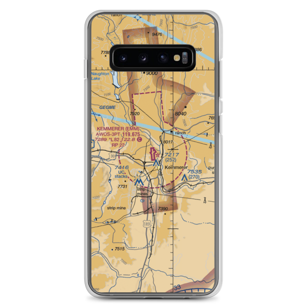 Kemmerer Municipal Airport (EMM) VFR Sectional Samsung Case Samsung Galaxy S10+ model shown