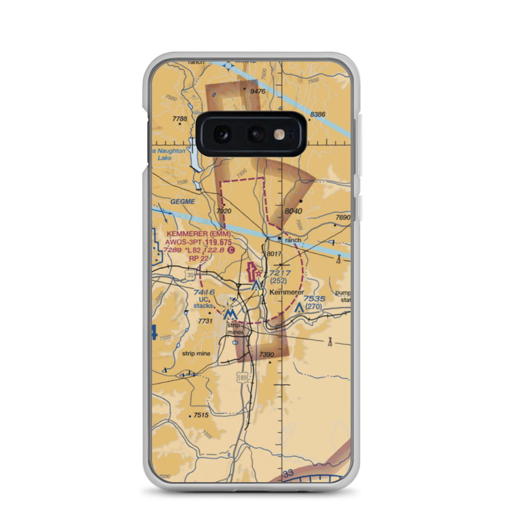 Kemmerer Municipal Airport (EMM) VFR Sectional Samsung Case Samsung Galaxy S10e model shown