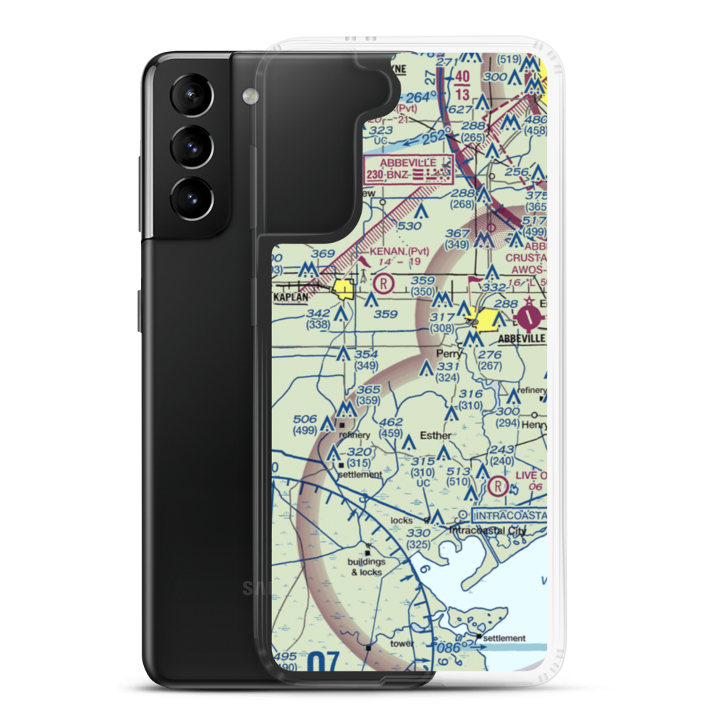 Ken Guidry Nr 1 Airport (LS68) VFR Sectional Samsung Case Samsung Galaxy S21 Plus model shown