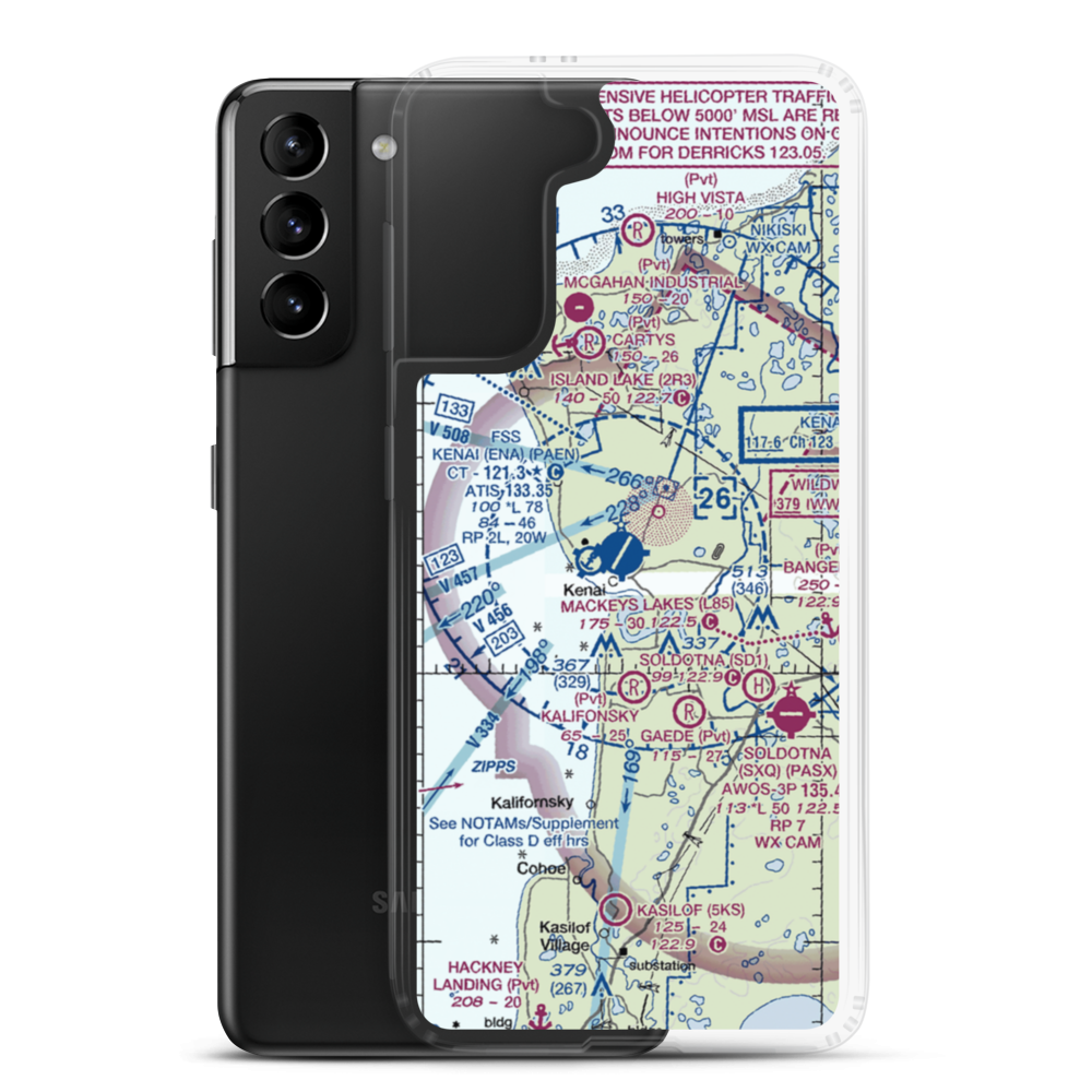 Kenai Municipal Airport (ENA) VFR Sectional Samsung Case Samsung Galaxy S21 Plus model shown