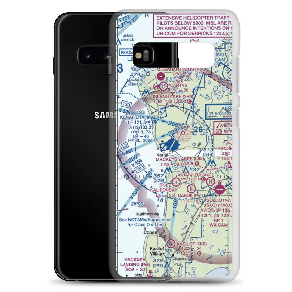 Kenai Municipal Airport (ENA) VFR Sectional Samsung Case Samsung Galaxy S10+ model shown