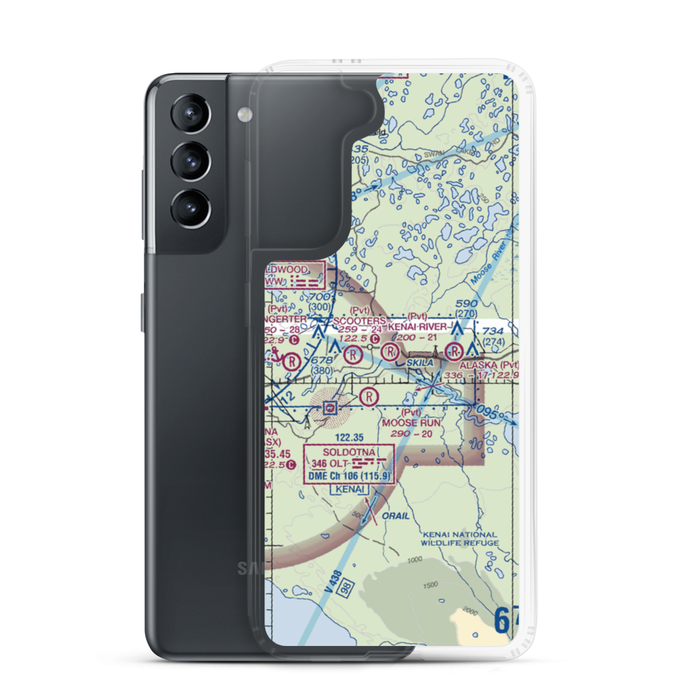 Kenai River Airpark (1AK4) VFR Sectional Samsung Case Samsung Galaxy S21 model shown