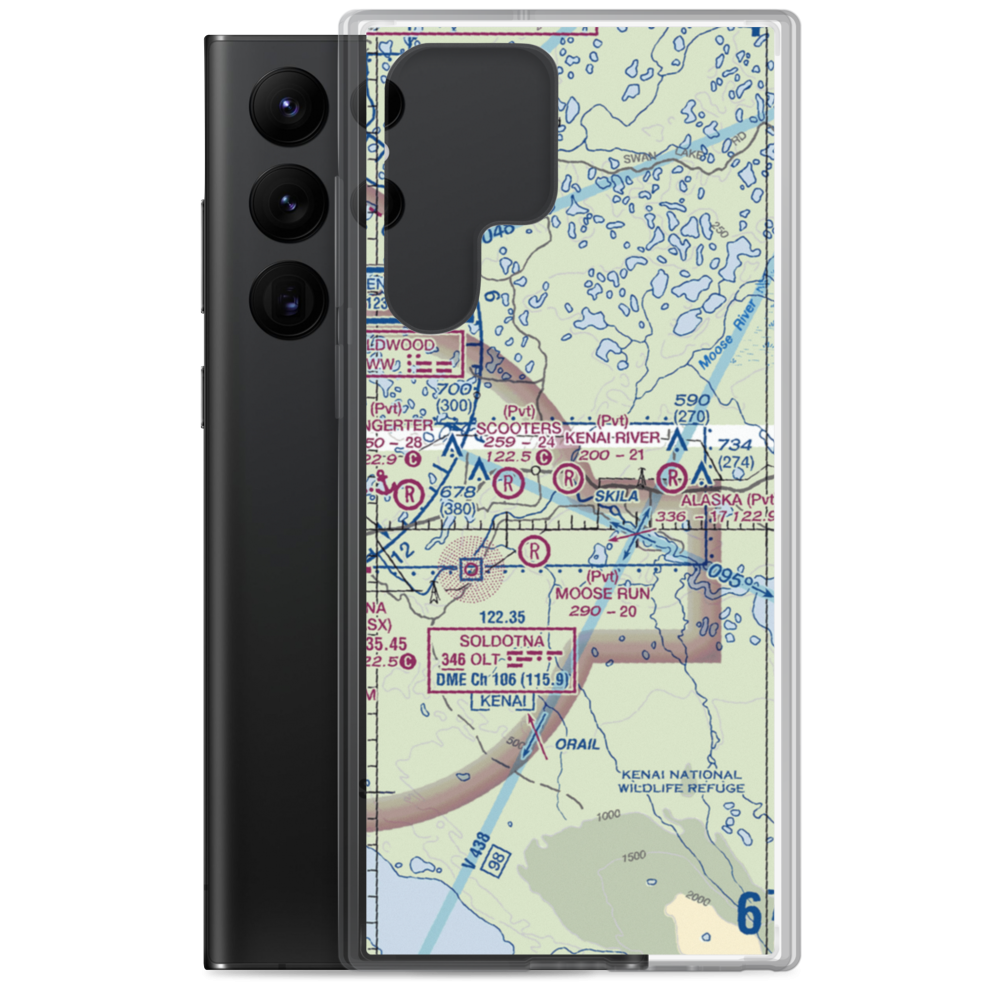 Kenai River Airpark (1AK4) VFR Sectional Samsung Case Samsung Galaxy S22 Ultra model shown