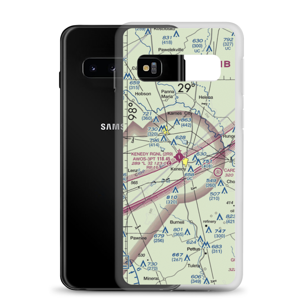 Kenedy Regional Airport (2R9) VFR Sectional Samsung Case Samsung Galaxy S10 model shown