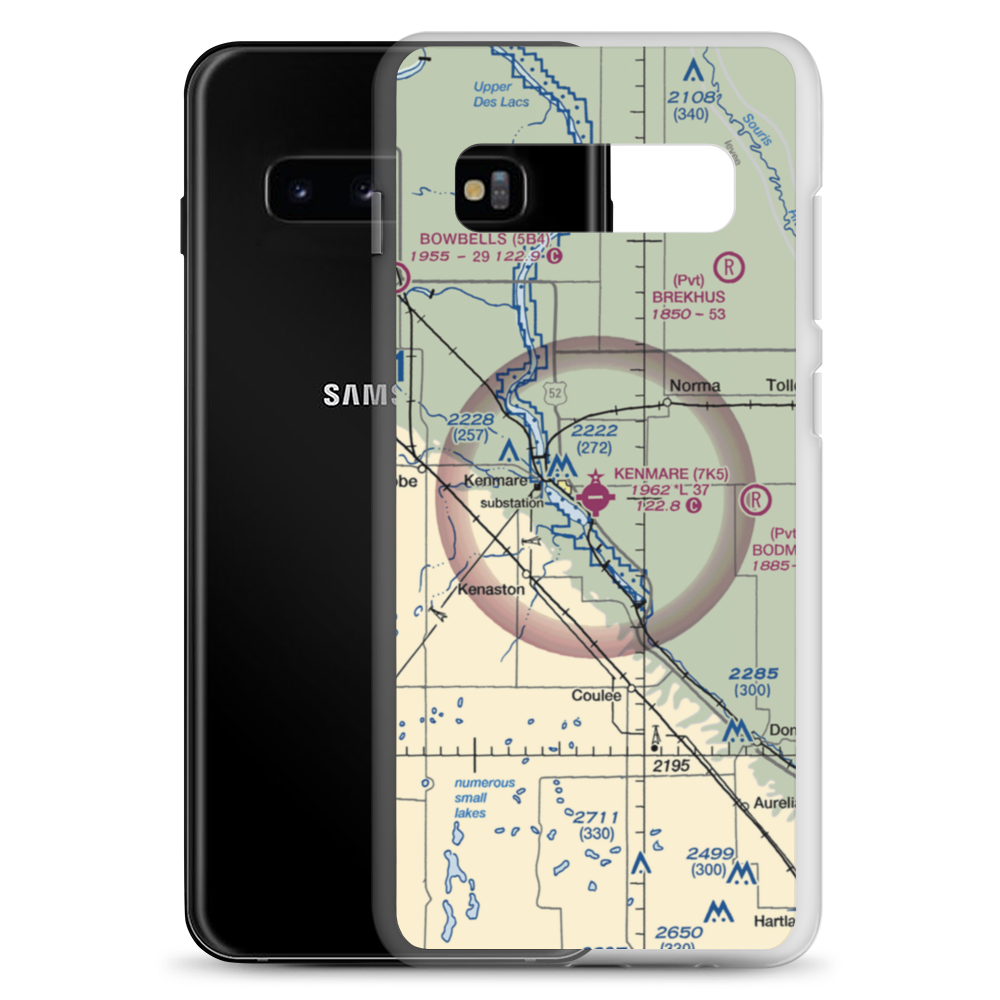 Kenmare Municipal Airport (7K5) VFR Sectional Samsung Case Samsung Galaxy S10+ model shown