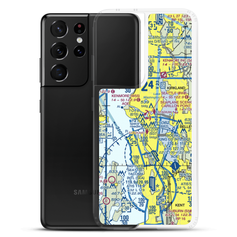 Kenmore Air Harbor Seaplane Base (W55) VFR Sectional Samsung Case Samsung Galaxy S21 Ultra model shown
