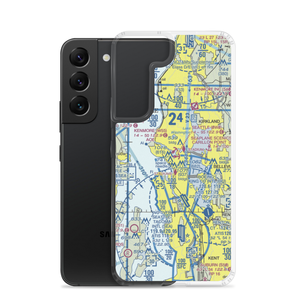 Kenmore Air Harbor Seaplane Base (W55) VFR Sectional Samsung Case Samsung Galaxy S22 model shown