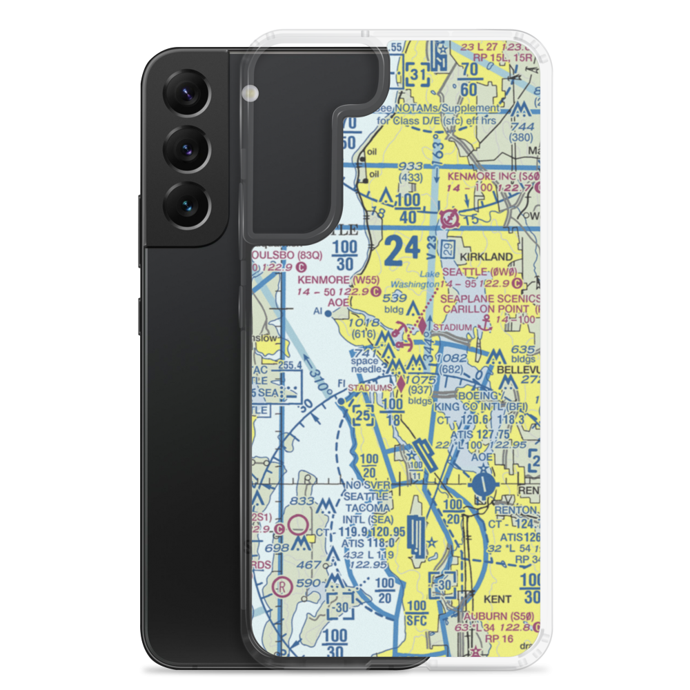 Kenmore Air Harbor Seaplane Base (W55) VFR Sectional Samsung Case Samsung Galaxy S22 Plus model shown