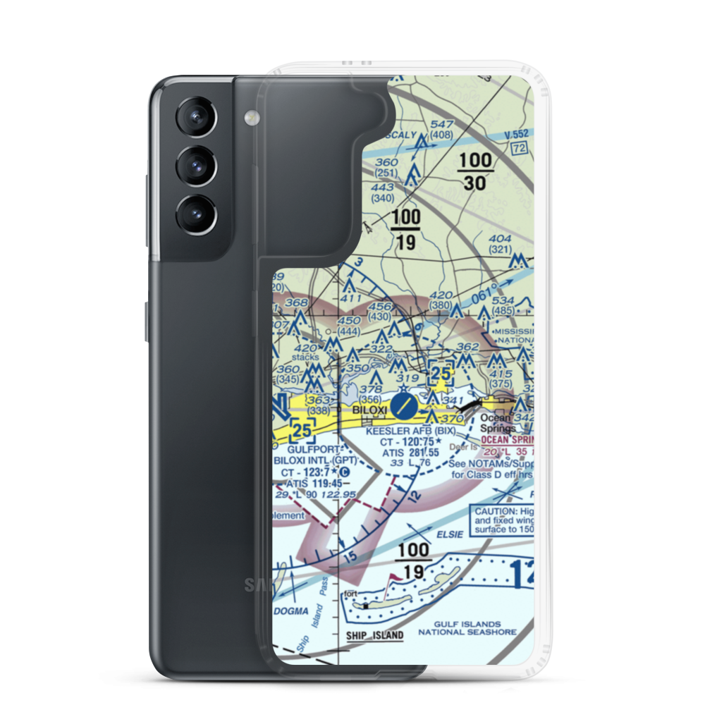 Kennedy Executive Airport (MS66) VFR Sectional Samsung Case Samsung Galaxy S21 model shown