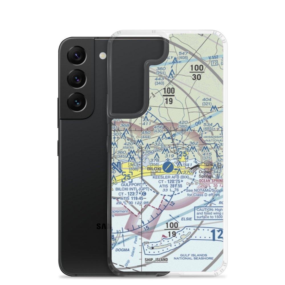 Kennedy Executive Airport (MS66) VFR Sectional Samsung Case Samsung Galaxy S22 model shown
