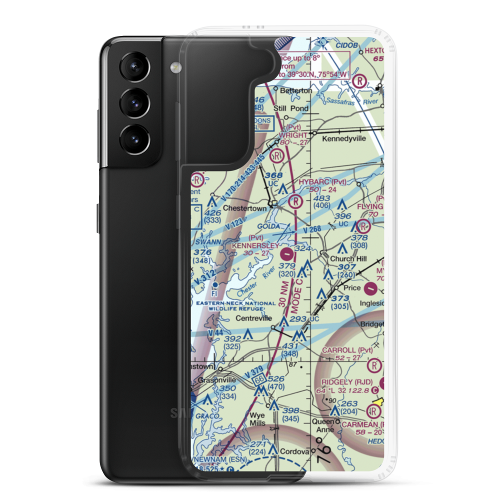 Kennersley Airport (MD23) VFR Sectional Samsung Case Samsung Galaxy S21 Plus model shown