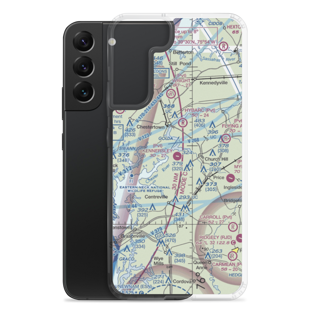 Kennersley Airport (MD23) VFR Sectional Samsung Case Samsung Galaxy S22 Plus model shown