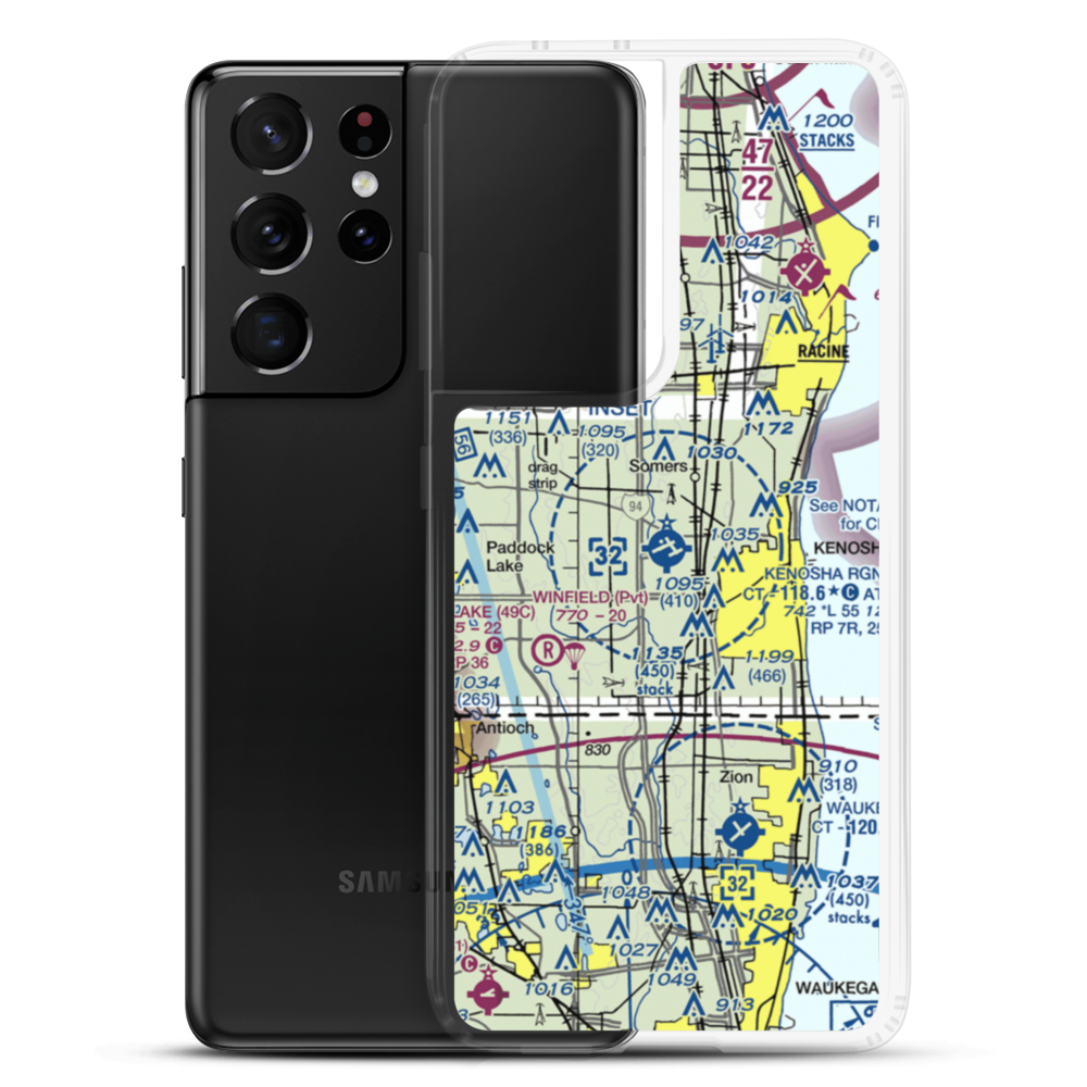 Kenosha Regional Airport (ENW) VFR Sectional Samsung Case Samsung Galaxy S21 Ultra model shown