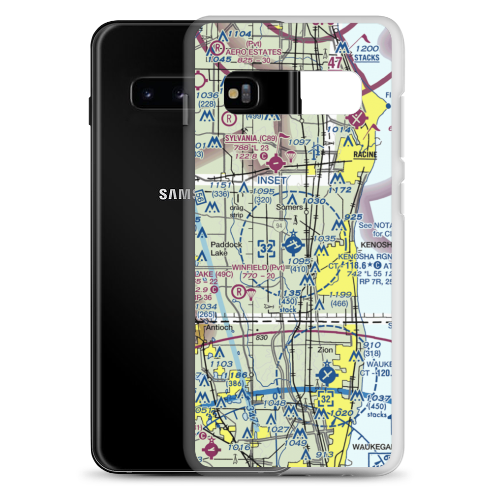 Kenosha Regional Airport (ENW) VFR Sectional Samsung Case Samsung Galaxy S10+ model shown