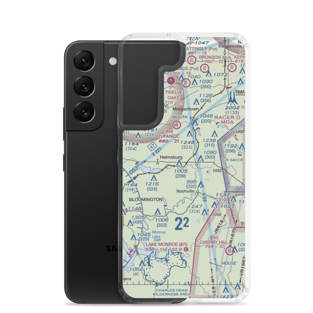 Kenstin Manor Airport (24IN) VFR Sectional Samsung Case Samsung Galaxy S22 model shown