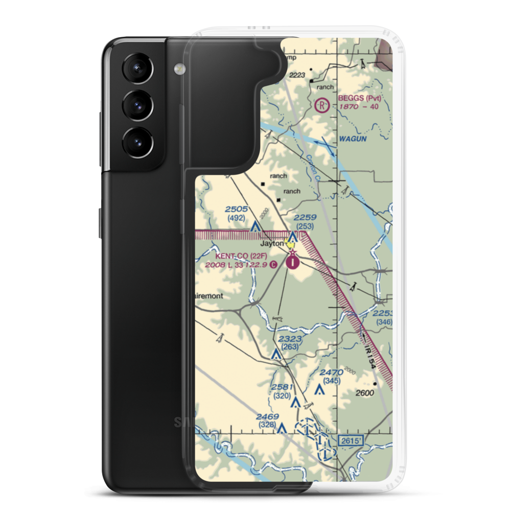 Kent County Airport (22F) VFR Sectional Samsung Case Samsung Galaxy S21 Plus model shown