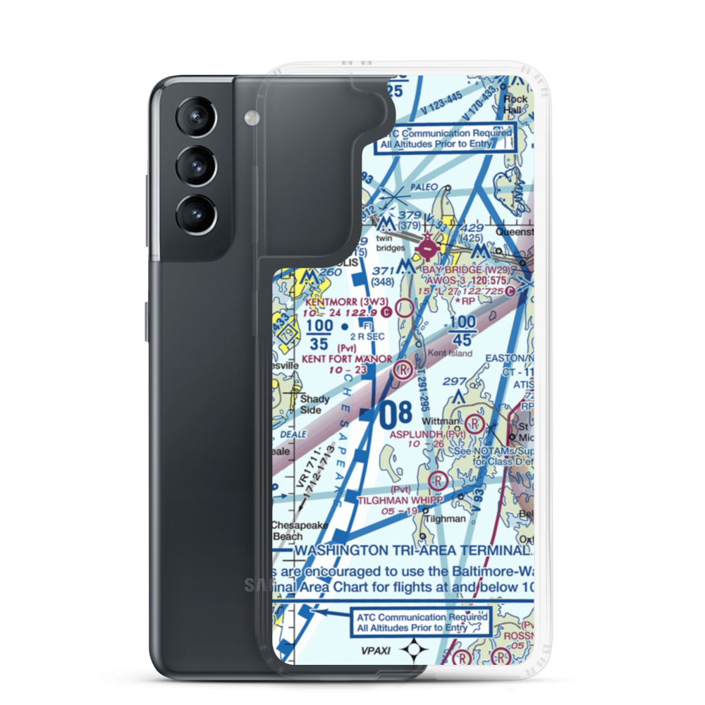 Kent Fort Manor Airport (7MD8) VFR Sectional Samsung Case Samsung Galaxy S21 model shown