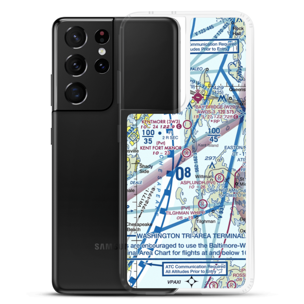 Kent Fort Manor Airport (7MD8) VFR Sectional Samsung Case Samsung Galaxy S21 Ultra model shown