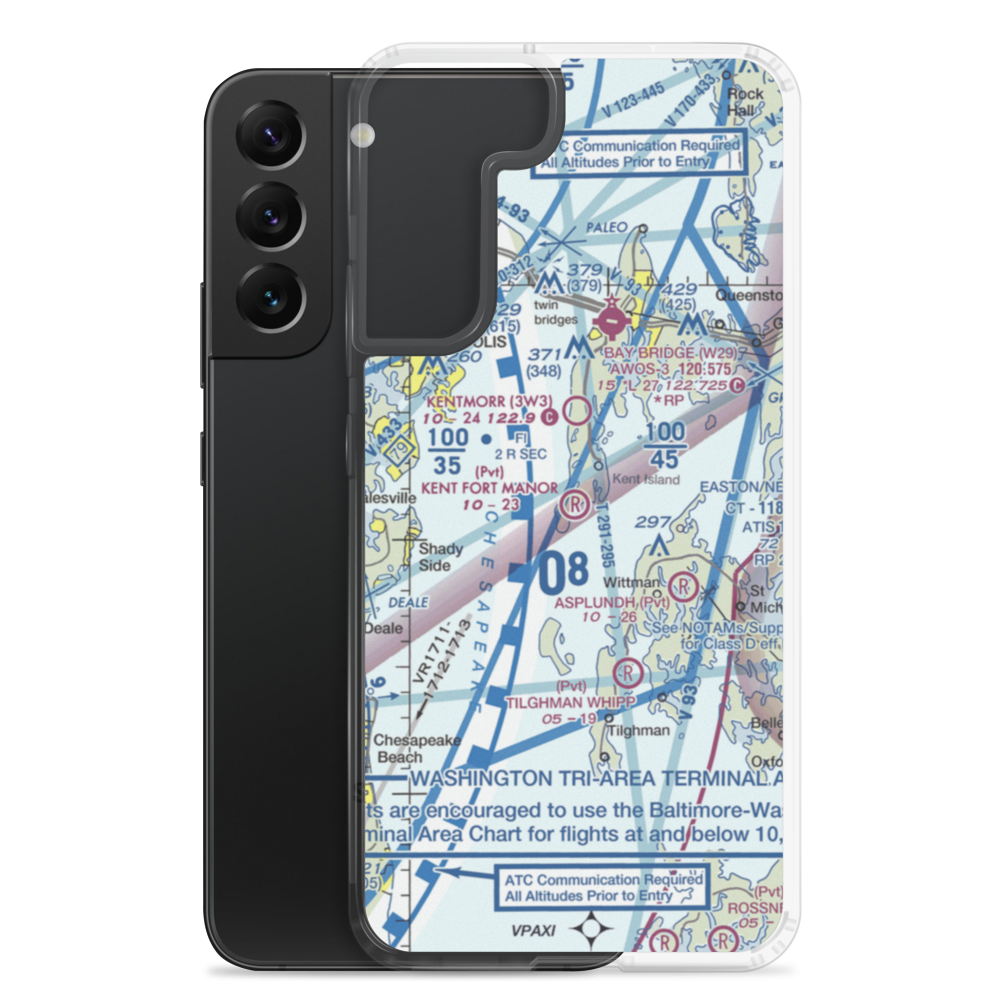 Kent Fort Manor Airport (7MD8) VFR Sectional Samsung Case Samsung Galaxy S22 Plus model shown
