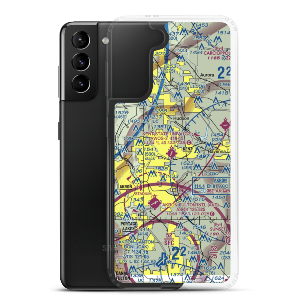 Kent State University Airport (1G3) VFR Sectional Samsung Case Samsung Galaxy S21 Plus model shown