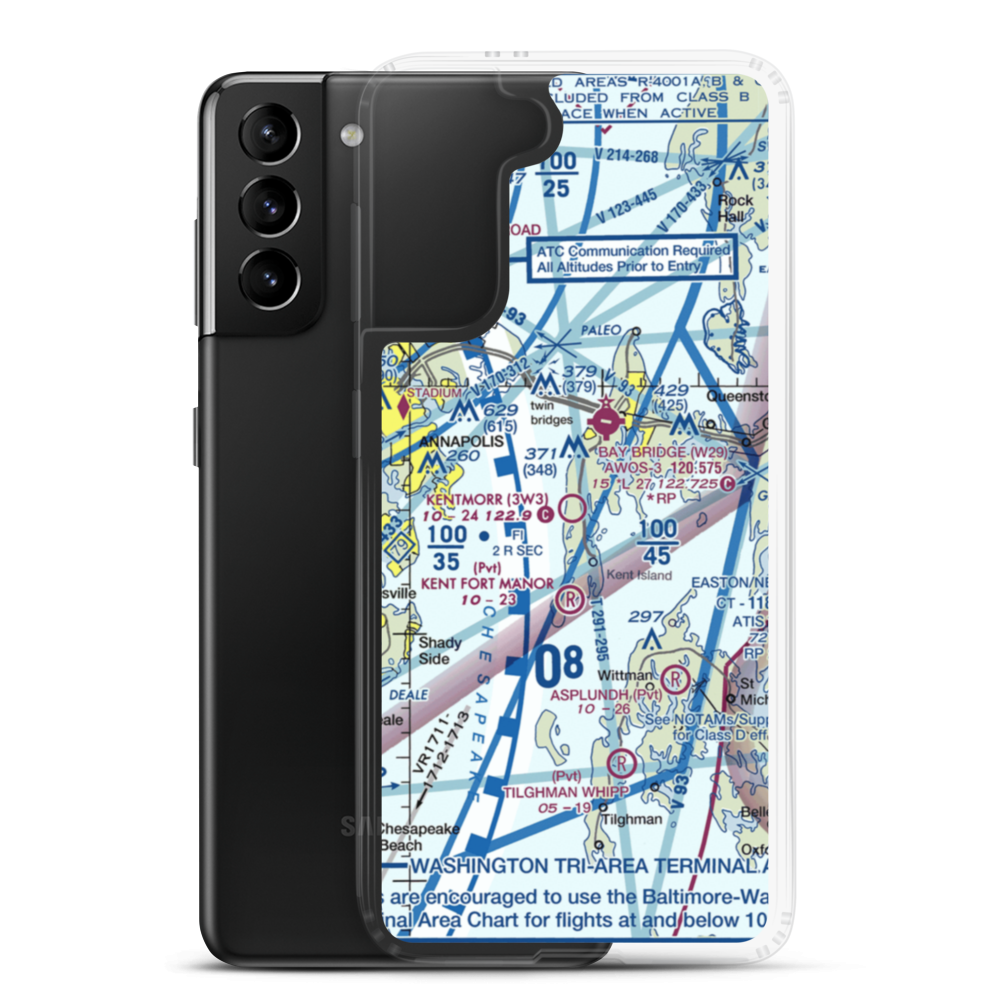 Kentmorr Airpark (3W3) VFR Sectional Samsung Case Samsung Galaxy S21 Plus model shown